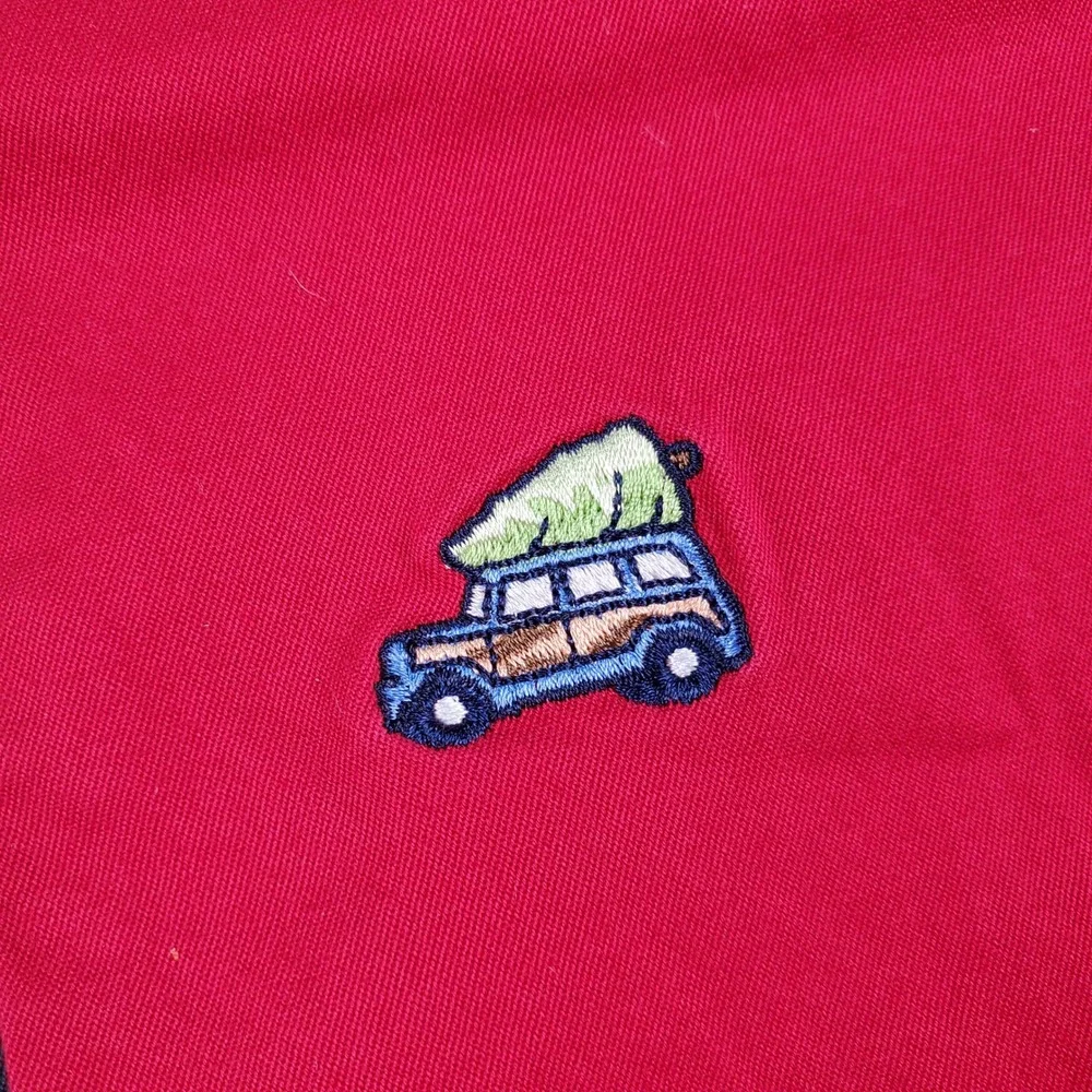 Vineyard Vines Men Two Tone Red Green Whale & Car Embroidered Chinos Pants 32x29